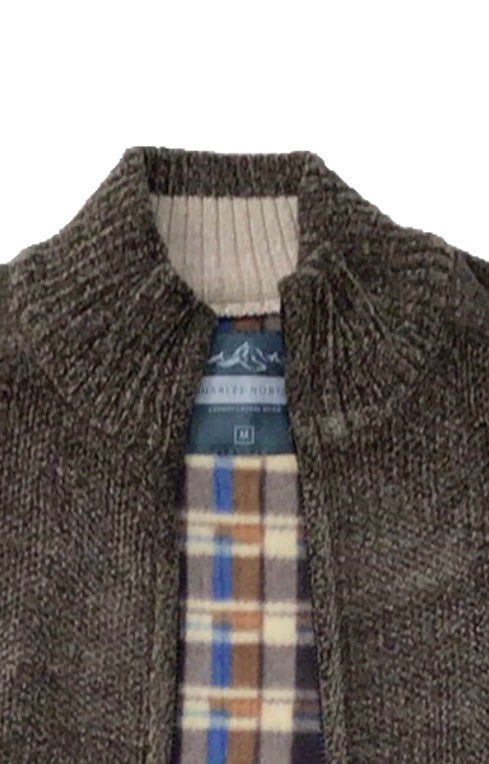 Full Zip Heavyweight Charles Norton Cardigan Grey, Navy, Taupe , Biscuit Colours