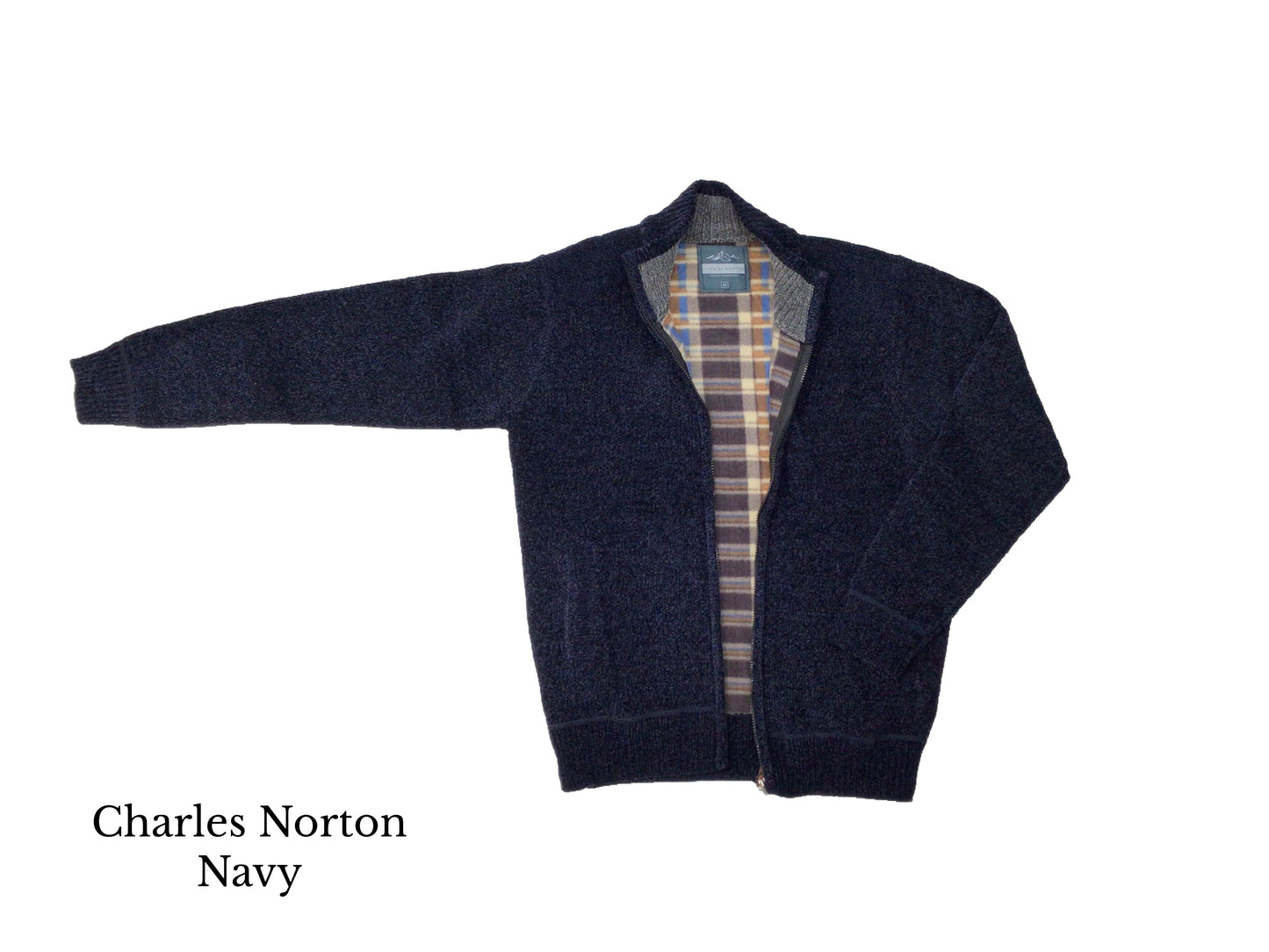 Full Zip Heavyweight Charles Norton Cardigan Grey, Navy, Taupe , Biscuit Colours