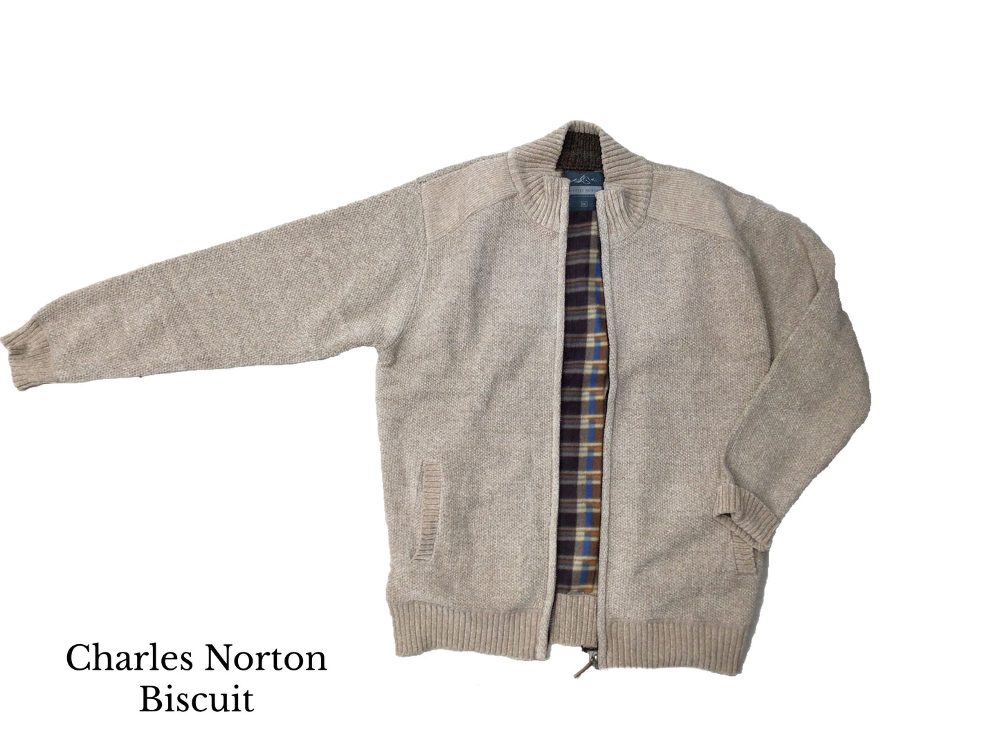 Full Zip Heavyweight Charles Norton Cardigan Grey, Navy, Taupe , Biscuit Colours