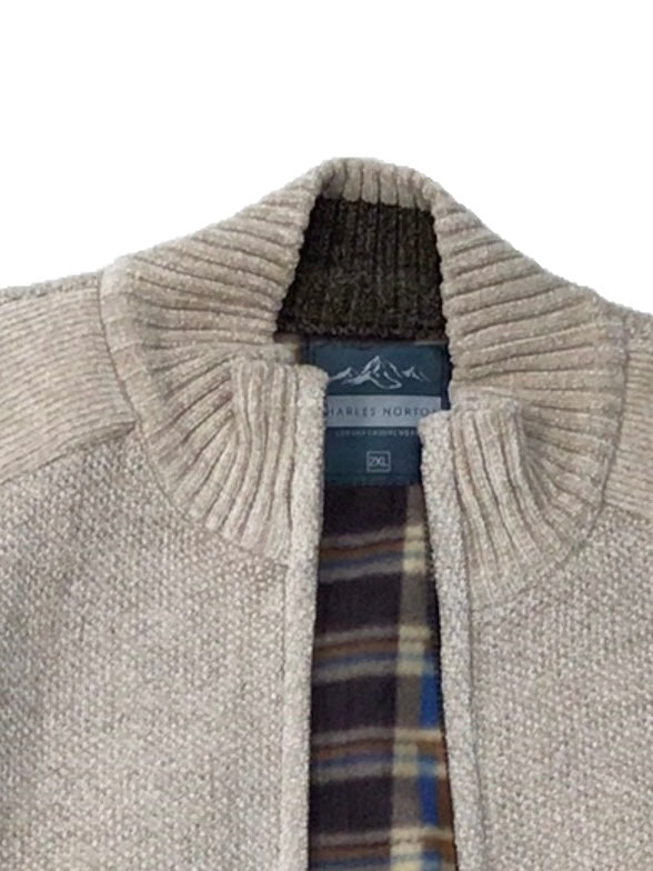 Full Zip Heavyweight Charles Norton Cardigan Grey, Navy, Taupe , Biscuit Colours