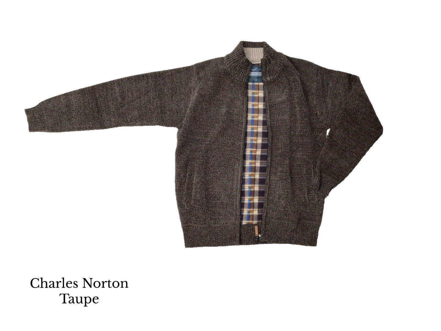 Full Zip Heavyweight Charles Norton Cardigan Grey, Navy, Taupe , Biscuit Colours