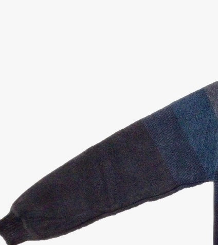 Full Zip Fur Lined Chenille Charles Norton Sweater Cardigan Navy/Grey and Taupe